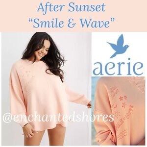 aerie After Sunset Oversized Sweatshirt Down-To-Earth Coral Pink Peach Size XS